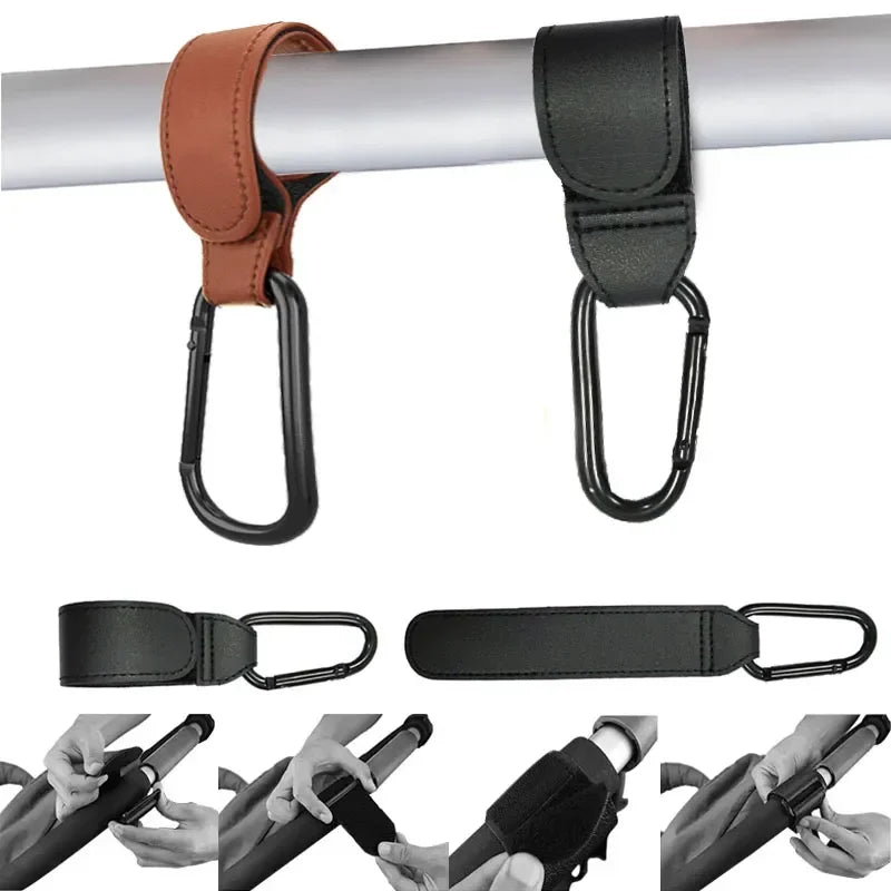 1/2pcs PU Leather Baby Bag Stroller Hook Pram Cart Organizer 360 Degree Rotatable Hook High-quality Crochet Stroller Accessories