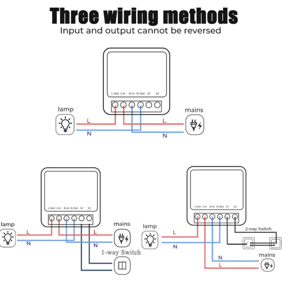 16A Tuya Smart WiFi Switch 2-Way control DIY Switch Circuit Breaker Module App Voice Control Alexa Google Smart Home Automation