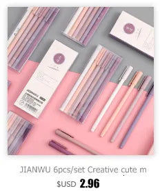 JIANWU 12Pcs/set 0.35/0.5mm Simple STYLE gel pen Black ink for student writing creative Neutral Pen Press School Supplies kawaii