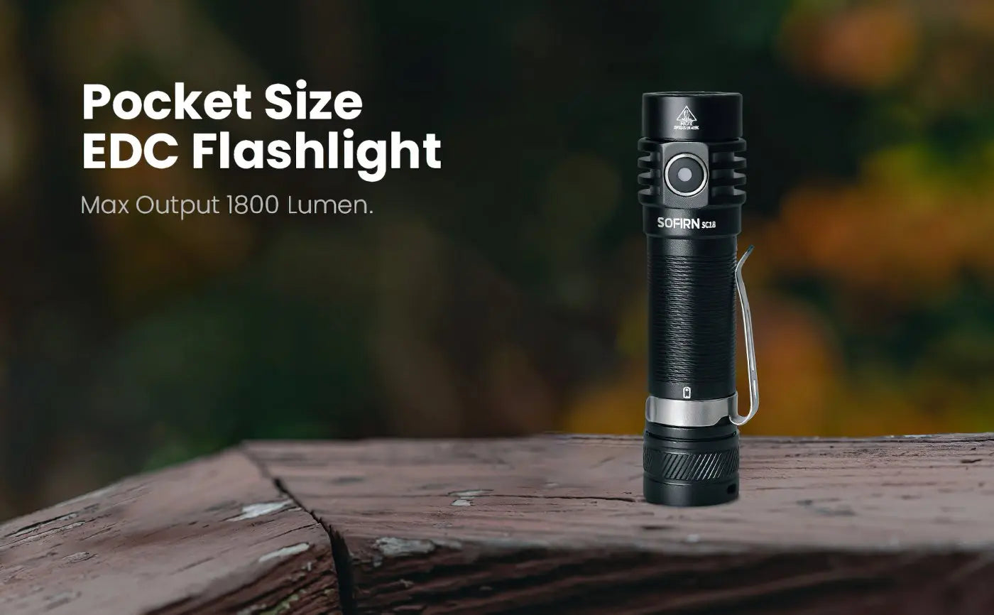 Sofirn SC18 1800lm EDC Flashlight USB C Rechargeable SST40 LED 18650 Torch TIR Optics Lens Lantern with Power Indicator - Shoppiline