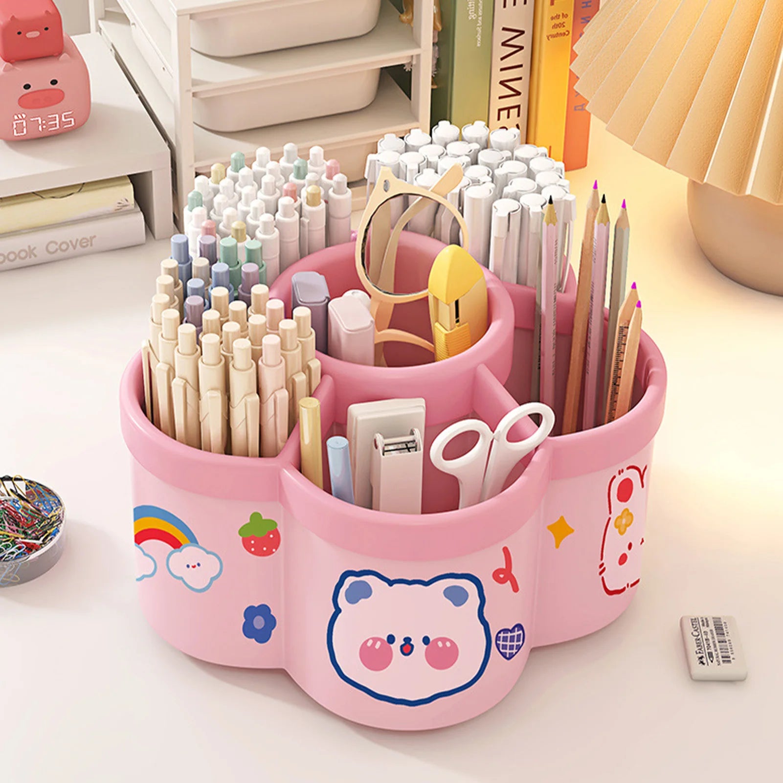 Rotating Pen Holder Desk Organizers Large Capacity Pen Storage Box Cosmetic Brush Organization Box Study Dormitory Accessories - Shoppiline
