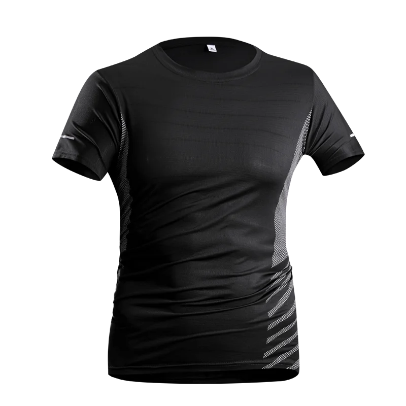 Laufendes T-Shirt Herren Sommer Eisseide Dünnes Oberteil Reflektierender Druck Schnell Trocknend Kurzarm Atmungsaktives Fitness Sport T-Shirt 5XL