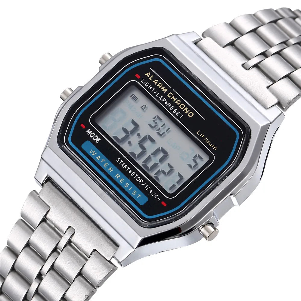 Luxus LED Digitaluhr für Herren Edelstahl Herren Elektronische Armbanduhr Einfaches Business Gold Silber Herrenuhr Reloj Hombre