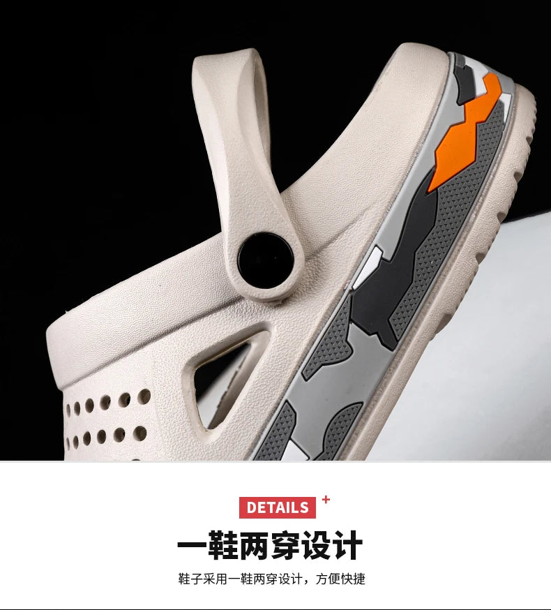 Men's summer casual hole shoes non slip lightweight breathable Two wearing men's sandals fashion comfort beach shoes slippers