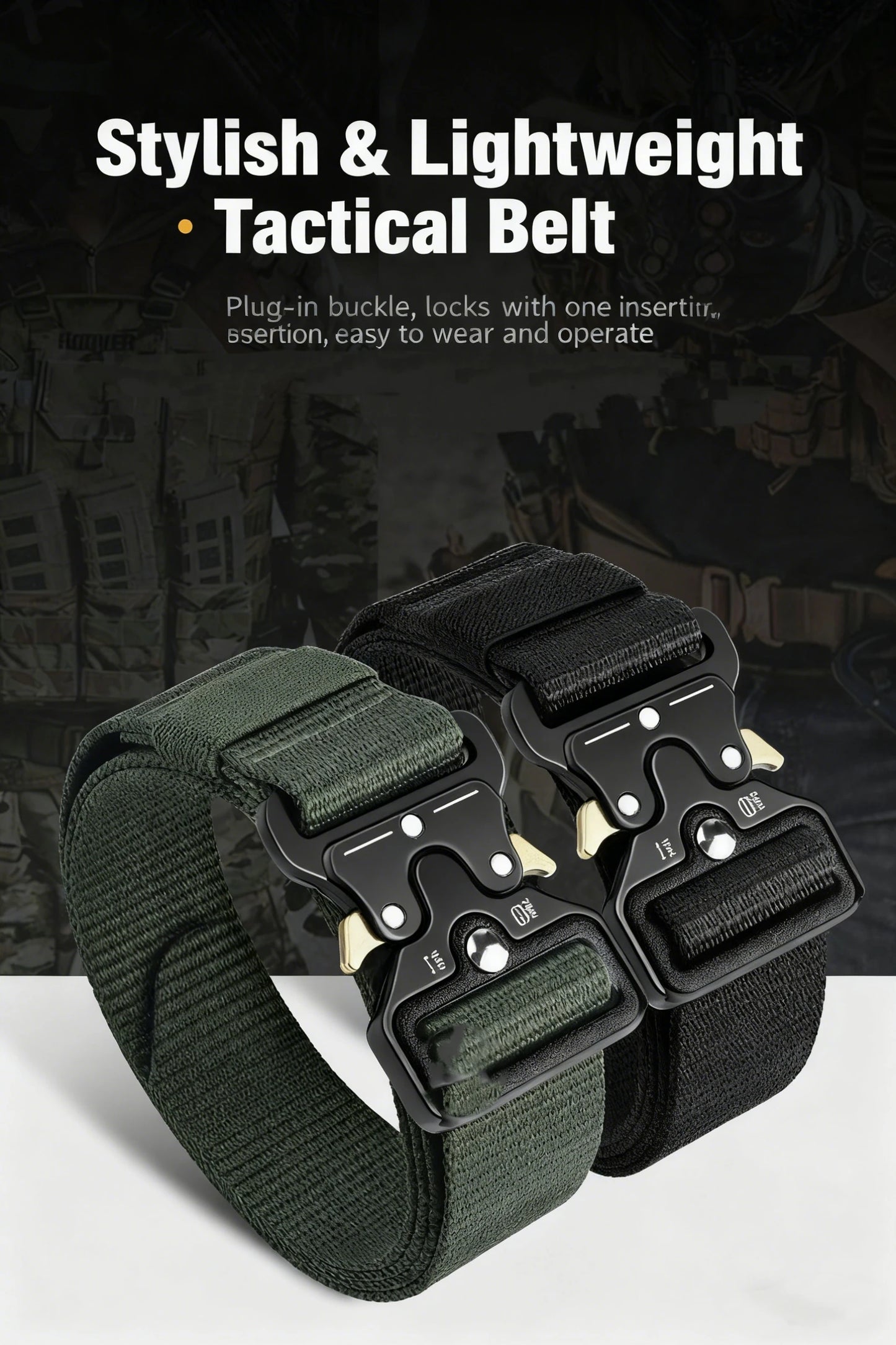 Heavy-Duty Quick Release Tactical Belt for Men And Women Lightweight Soft Nylon Webbing Ideal for Outdoor Sports And Survival