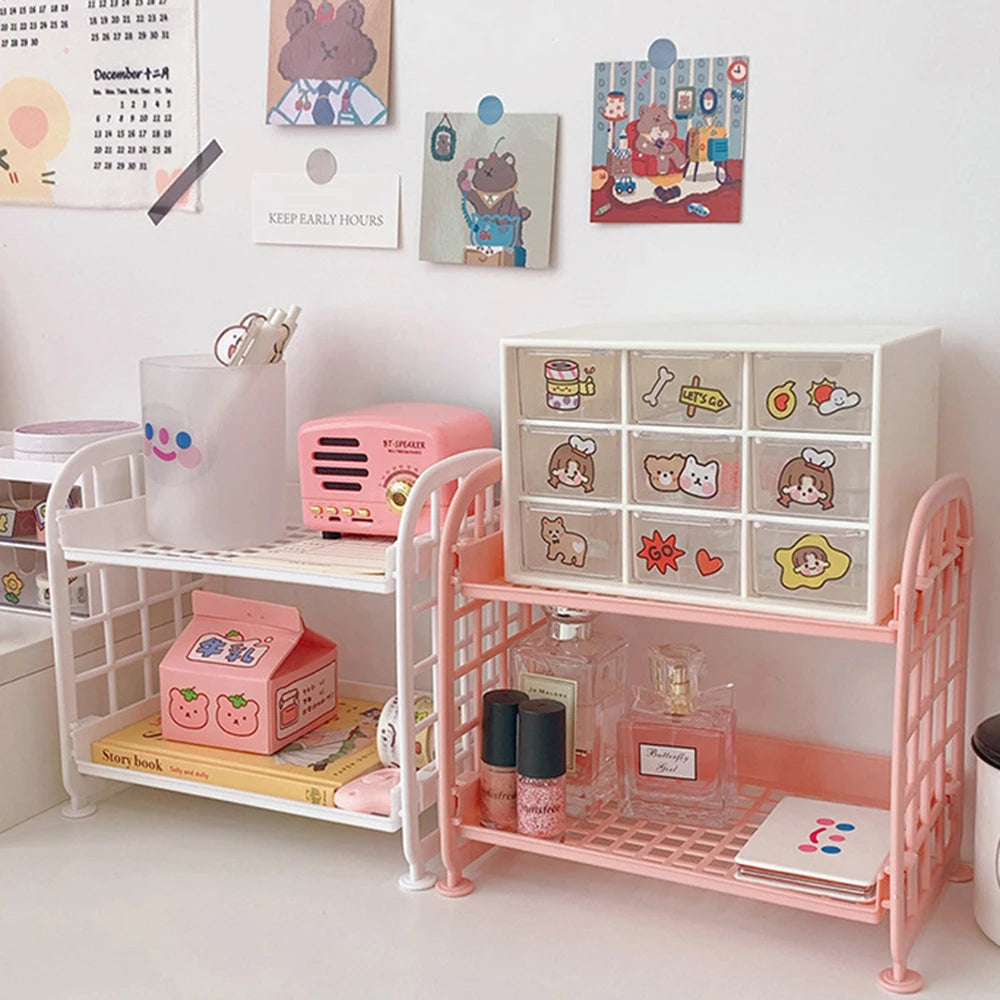 High Appearance Horizontal Desktop Storage Shelf Simple Multi-storey Dormitory Storage Shelf Computer Office Available