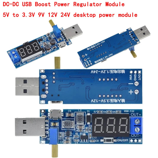 USB boost power regulator module DC-DC 5V to 3.3V 9V 12V 24V digital desktop power module