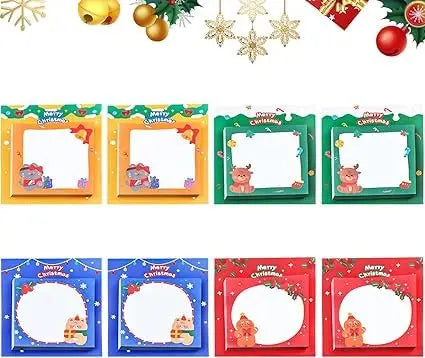 8 Pieces Christmas Self Sticky Notes Pad Notes Merry Christmas Labels Adhesive Memo Pads Message Note for Office Home School Xma