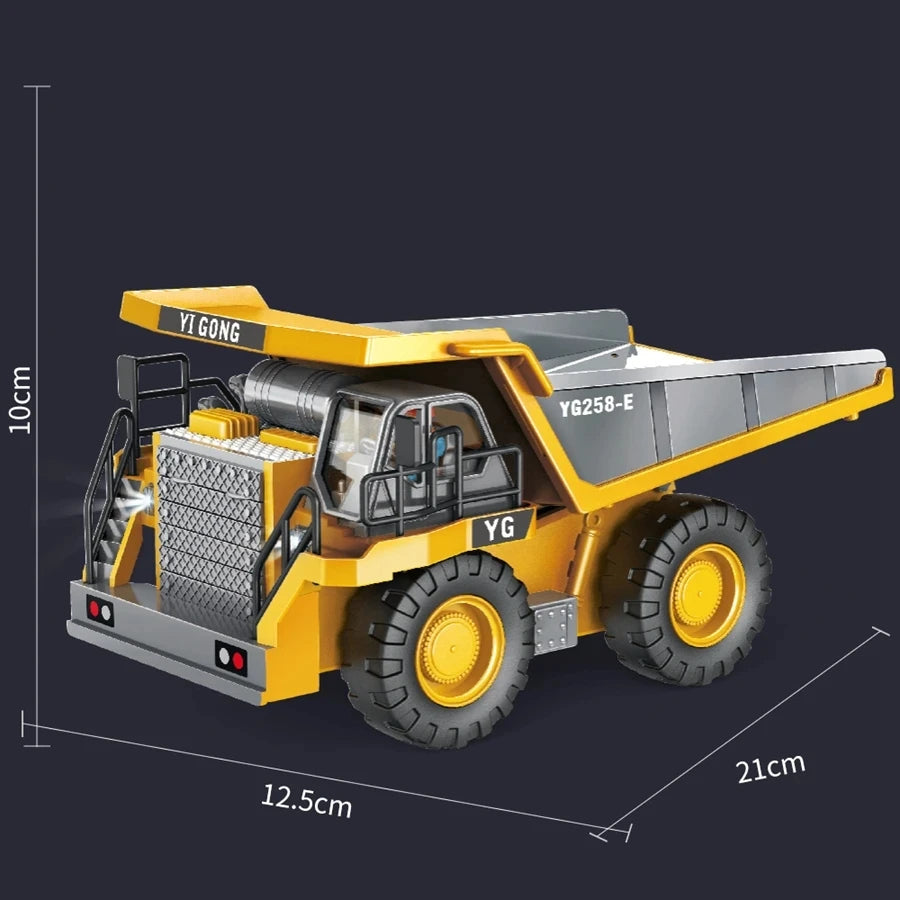 4WD Remote Control Excavator 4x4 Alloy Dump Truck Bulldozer Radio Model RC Car Construction Vehicle Toy Children Kids Gifts - Shoppiline