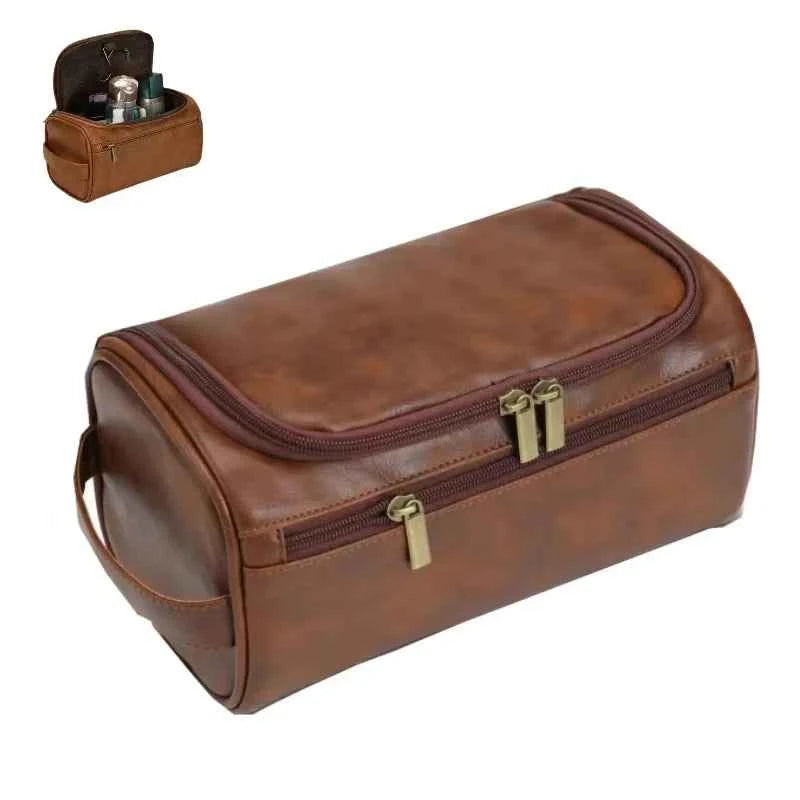 Large Leather Toiletry Bag Hanging Dopp Kit for Men Women Waterproof Wash Bag Cosmetic Storage Bag Ideal for Traveling & Outdoor