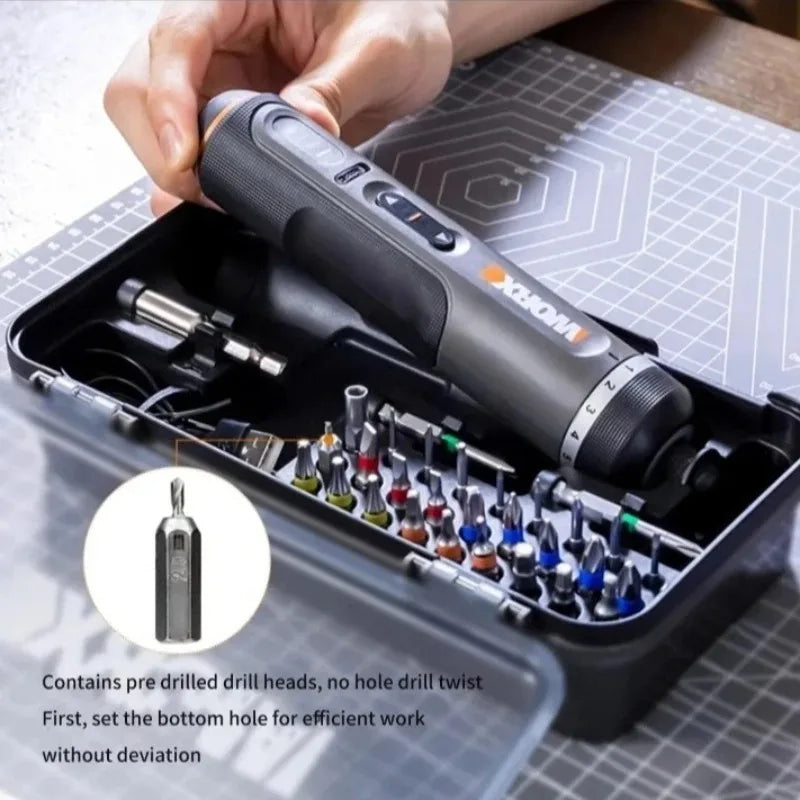 Worx 30 Bit Sets Power Tools WX242 Electrical Screwdriver Set Smart Cordless Drill Screwdrivers USB Rechargeable Set Home Repair - Shoppiline