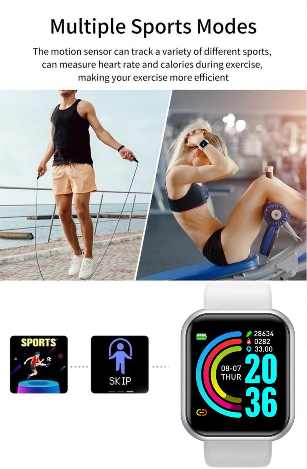 Smartwatch für Damen Herren Armbanduhr Bluetooth Verbundenes Telefon Musik-Player Fitness-Sportarmband Schlafmonitor Digitale Uhren