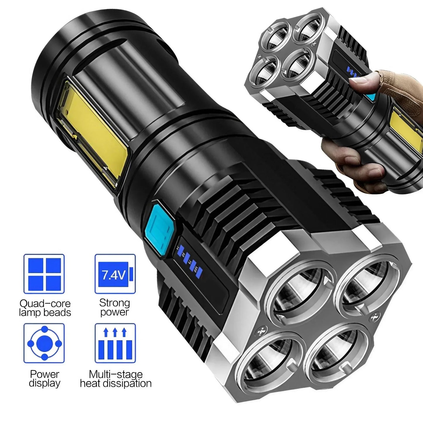 STONEGO Multi Functional LED High Beam Flashlight USB Rechargeable Portable Outdoor Hiking Exploration Light