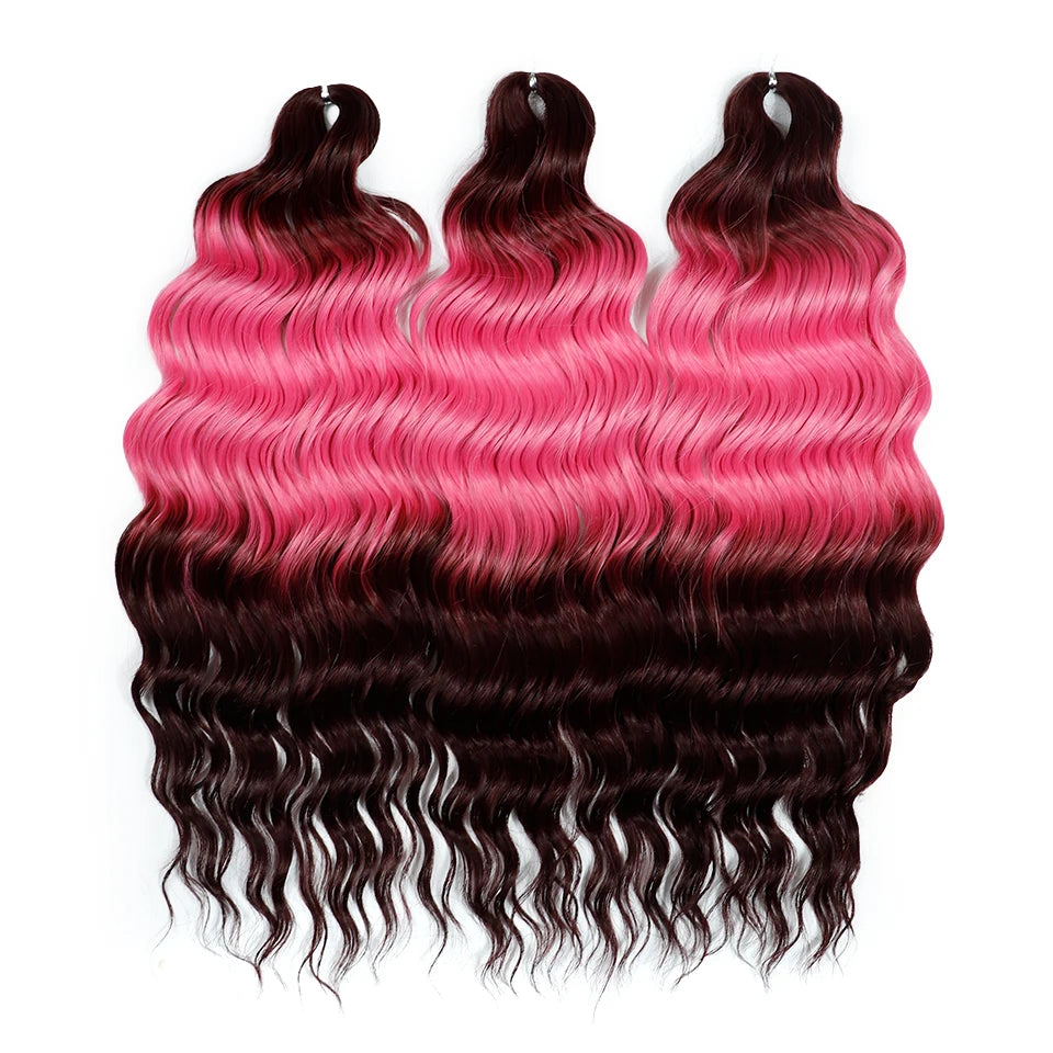 Anna Hair Extensions synthétiques de tresses Loose Deep Wave 24 pouces, cheveux tressés ondulés, cheveux bouclés torsadés au crochet Ombré Blond
