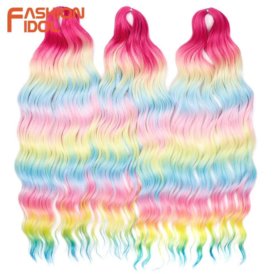 Anna Hair Extensions synthétiques de tresses Loose Deep Wave 24 pouces, cheveux tressés ondulés, cheveux bouclés torsadés au crochet Ombré Blond