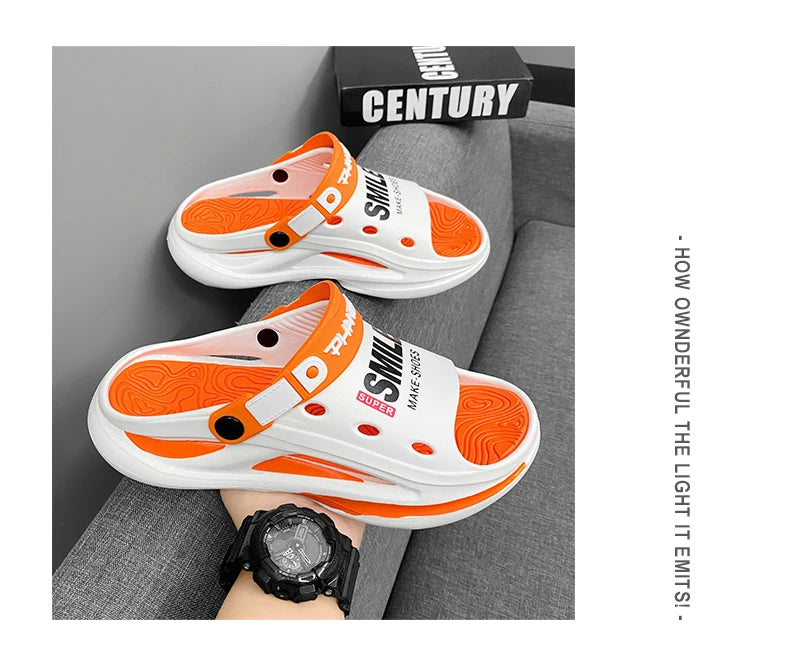 2024 Men's Outdoor Sandals Slippers Beach Comfortable Soft Sole Slide Clogs Casual Shoes Men Women Beach Sandals Big Size 46 47
