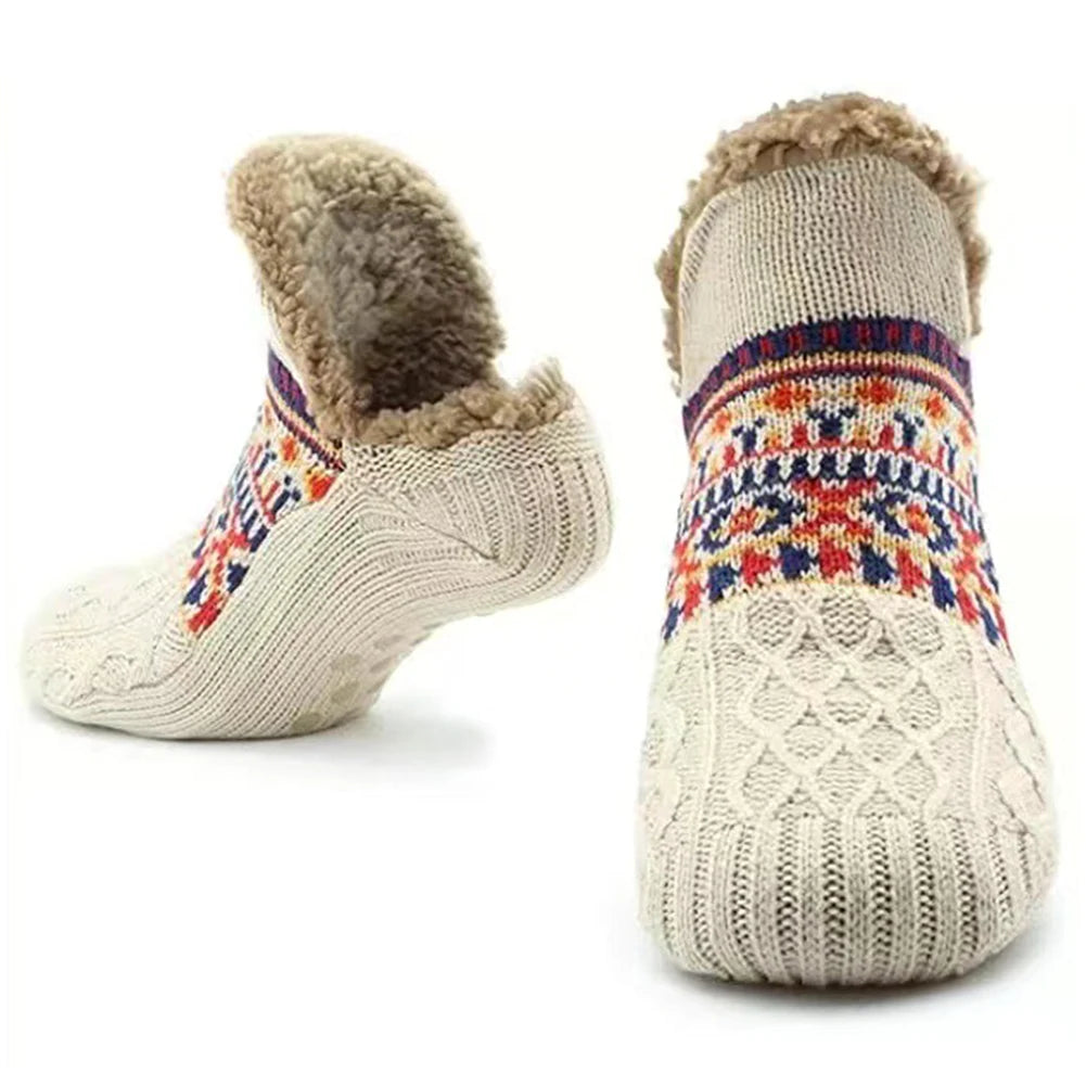 Herren Damen Winter Indoor Hausschuhe Socken Rutschfeste Dicke Thermosocken Warme Thermosocken Weich für Weihnachten