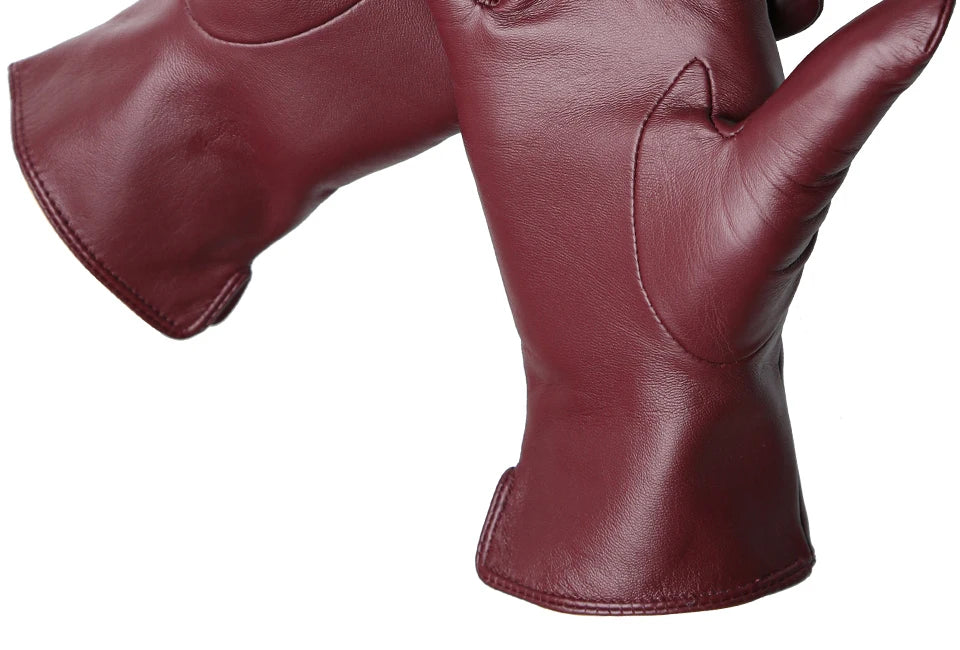 Women's sheepskin gloves winter warm plus velvet short thin touch screen driving color women's leather gloves good quality -2226