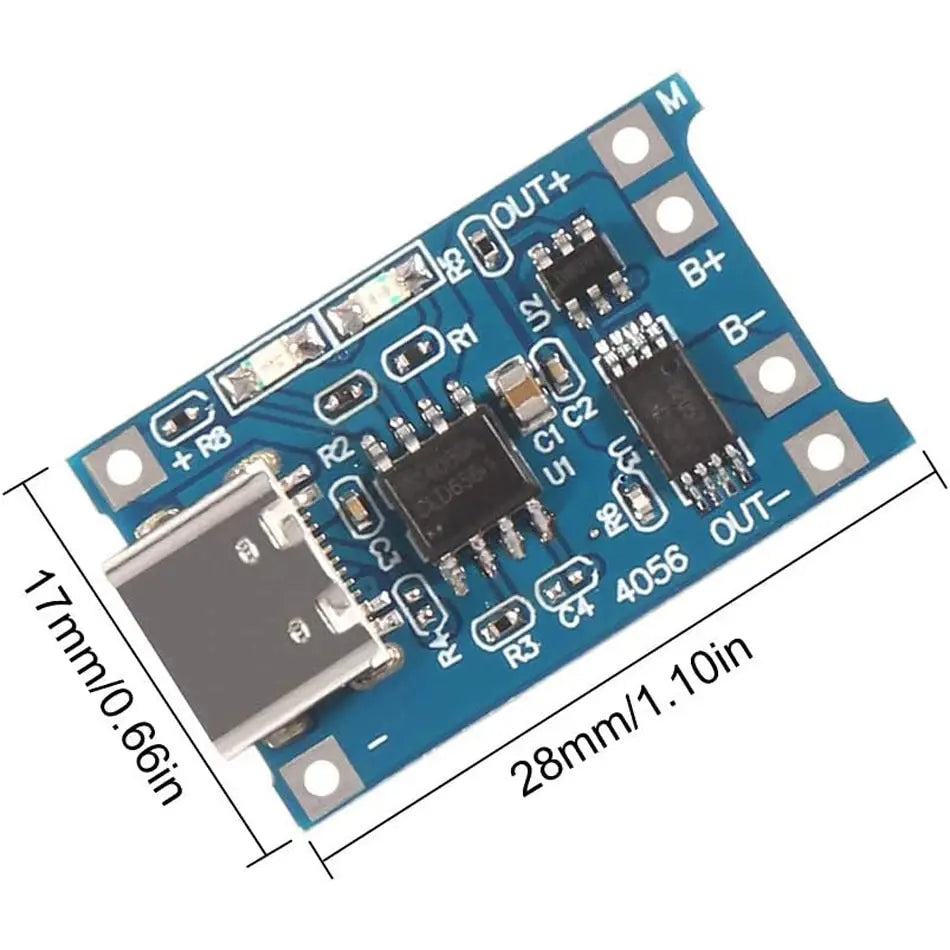 10 Stück 5V 1A 18650 Lithium-Akku-Ladeplatine PLR TP4056 Lithium-Lademodul Mini/Micro USB Typ C mit Schutz