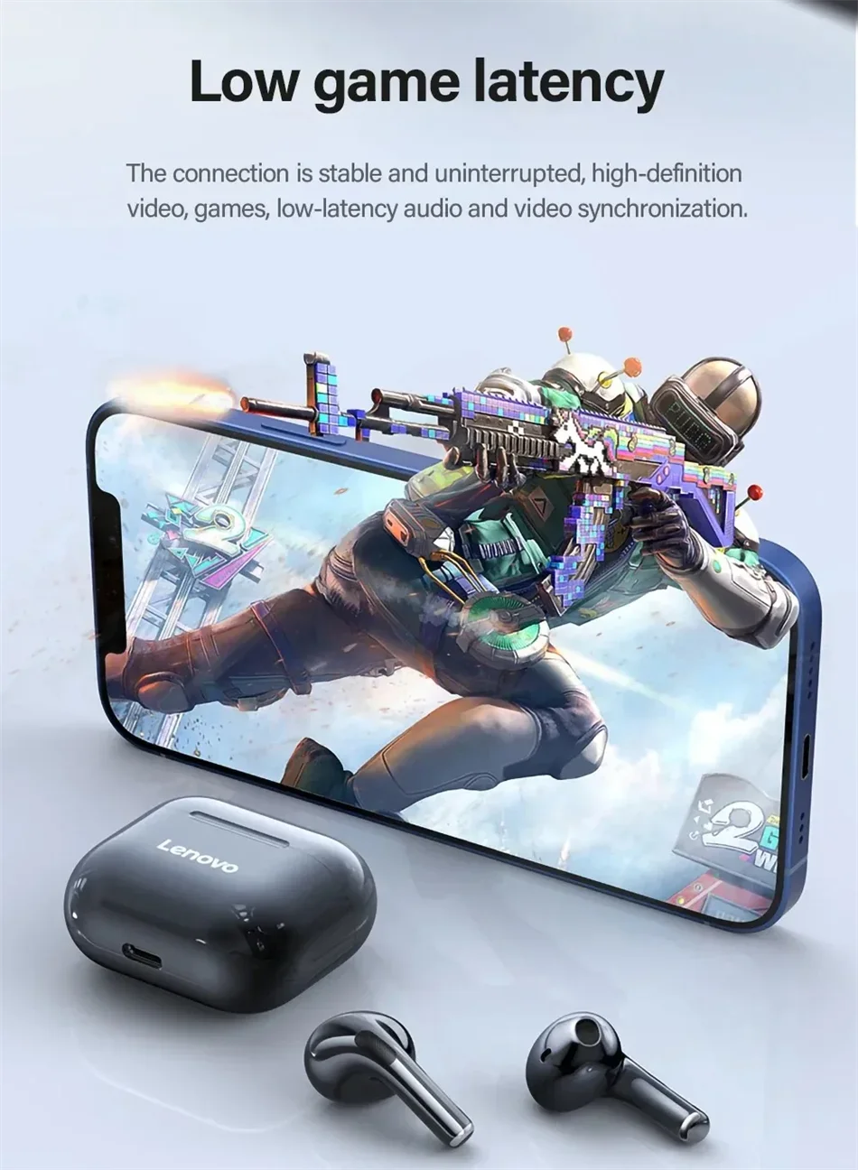 LenovoLP40 Bluetooth Earphones TWS Immersive Sound HIFI With Mic Wireless  Headphones Touch Control HD Call Game Earbuds fashion