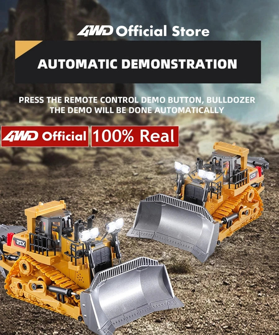 4WD Remote Control Excavator 4x4 Alloy Dump Truck Bulldozer Radio Model RC Car Construction Vehicle Toy Children Kids Gifts - Shoppiline