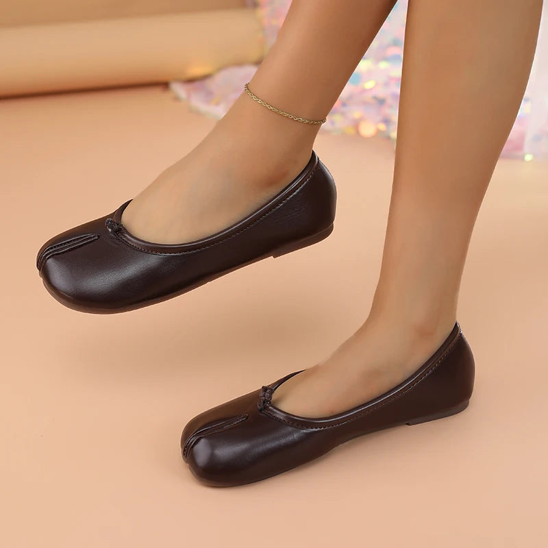 Chaussures plates Tabi pour femmes - Ballerines décontractées à enfiler avec bout fendu, Escarpins élégants et mocassins nouveauté été 2026
