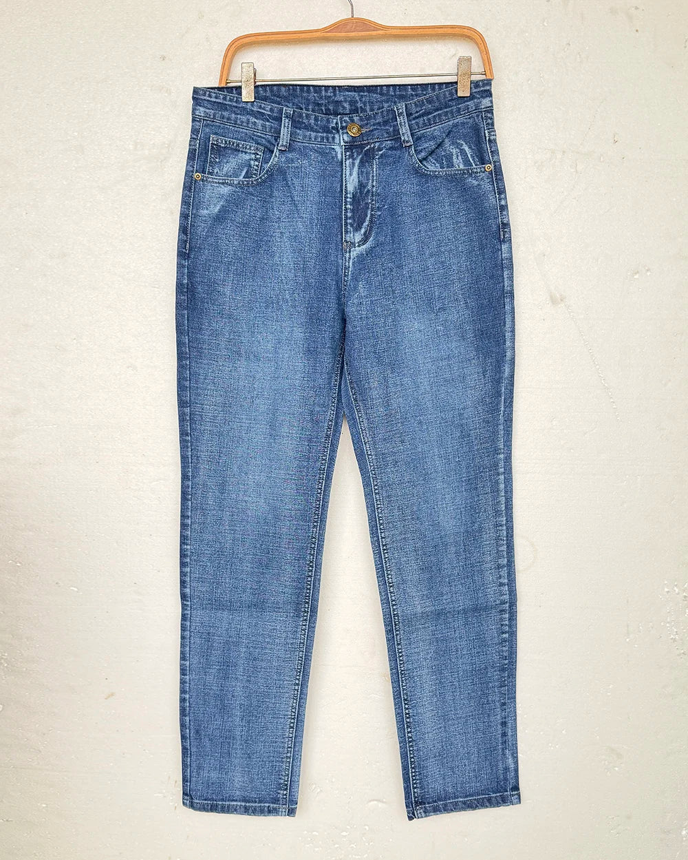 2026 New Business Men's Jeans Casual Straight Stretch Fashion Classic Blue Black Work Denim Pant Trousers Male  Clothing