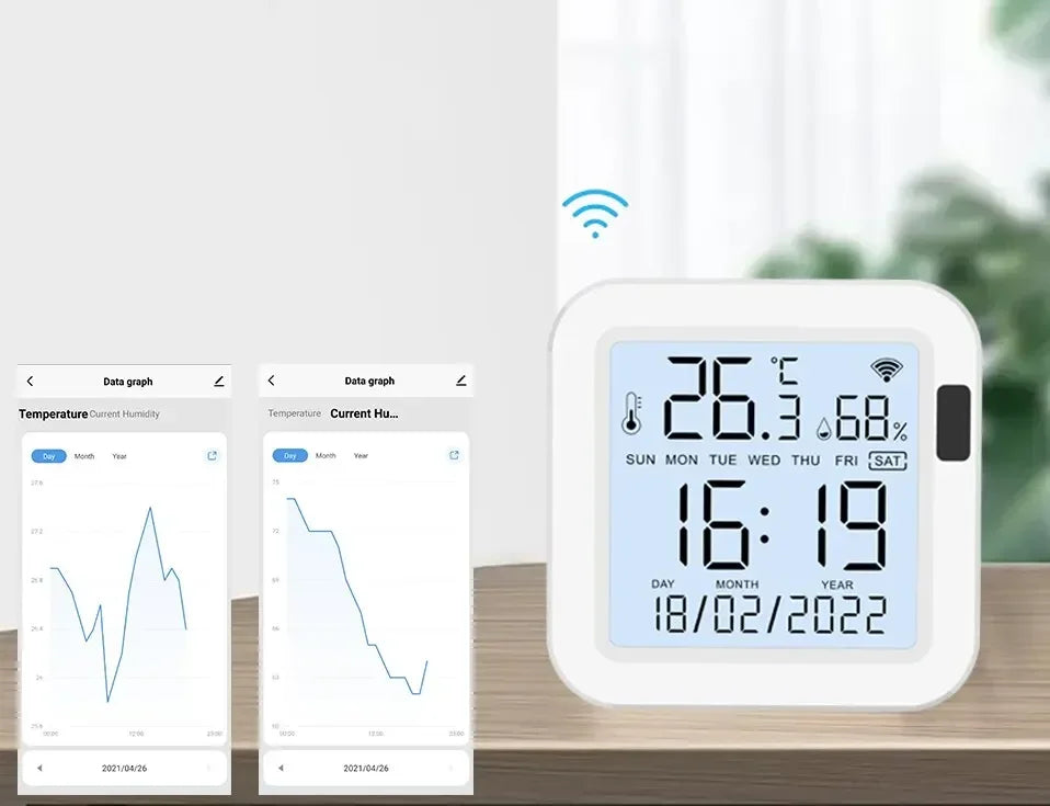 Tuya WiFi Temperature Humidity Smart Sensor With Backlight for Smart Home Var SmartLife Work with Alexa Google Assistant - Shoppiline