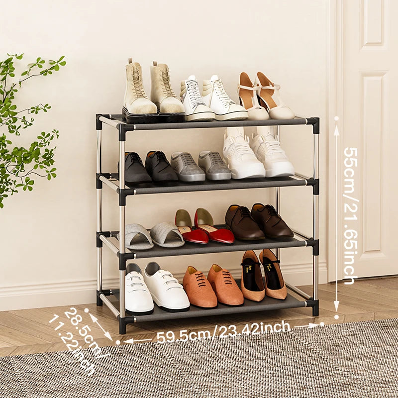 Stylisches Schuhregal Metall Einfaches Schuhregal Schuh-Organizer Ständer Halter Platzsparendes schwarzes Schuhregal für Wohnzimmer