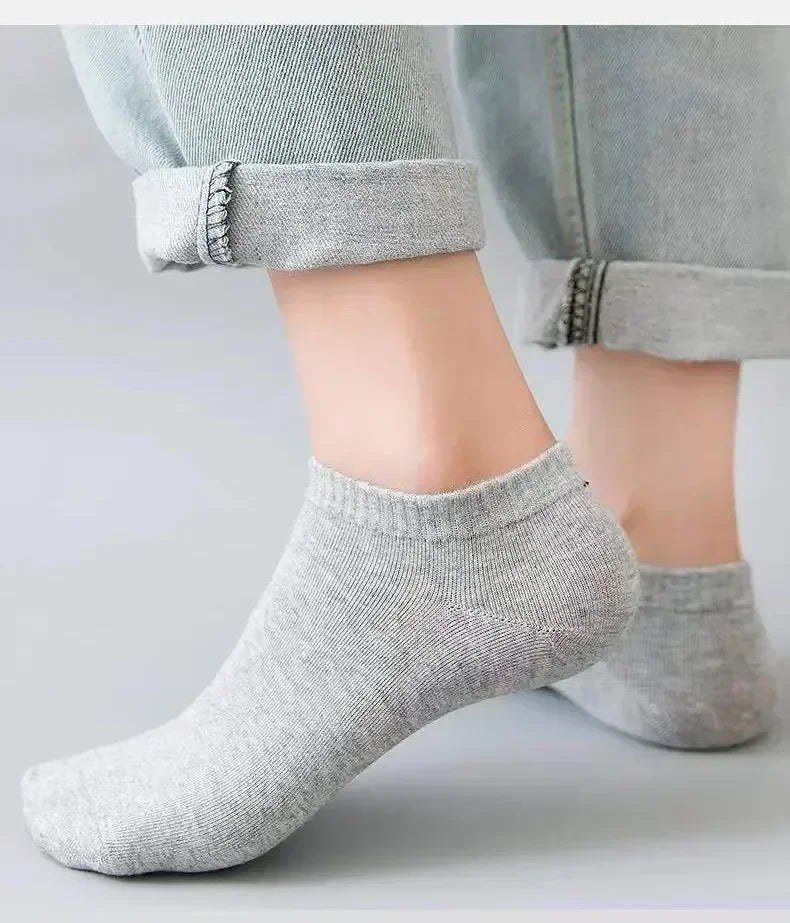5/10 Pairs Unisex Ankle Socks Solid Color Black White Gray Cotton Deodorant Breathable Running Sports Socks New Spring Summer