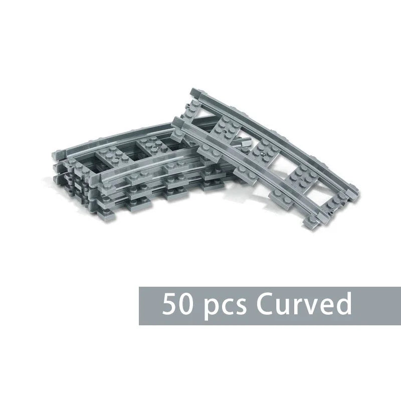 Straight Train Tracks Curved Accessories Car Blocks Building Sets DIY 10-100 Pcs Kids Toys MOC Bricks City Switch Rail Crossing