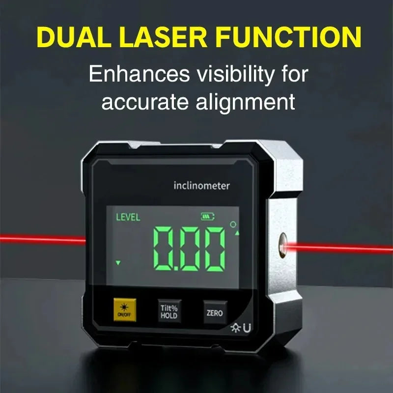 NEW 2-Side Magnetic Digital Angle Gauge With Laser Electronic Protractor Horizontometer Inclinometer Angle Ruler Slope Measuring