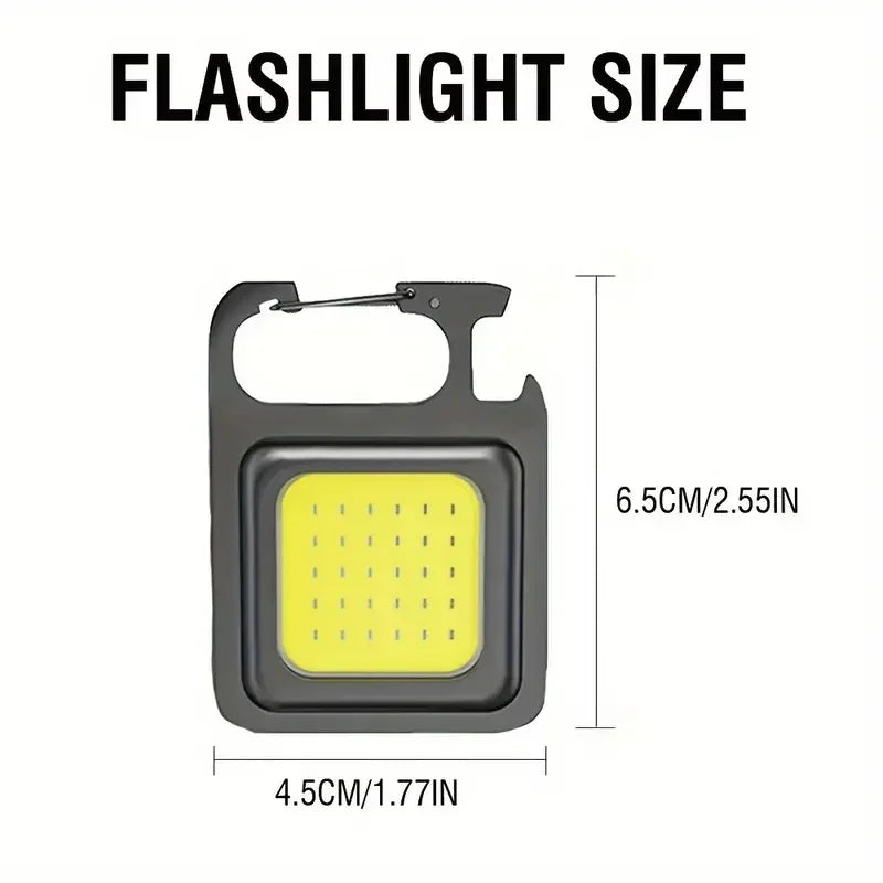Multi-Function COB Rechargeable Camping Light Keychain Portable High Bright Emergency Mini Light for Outdoor Activities