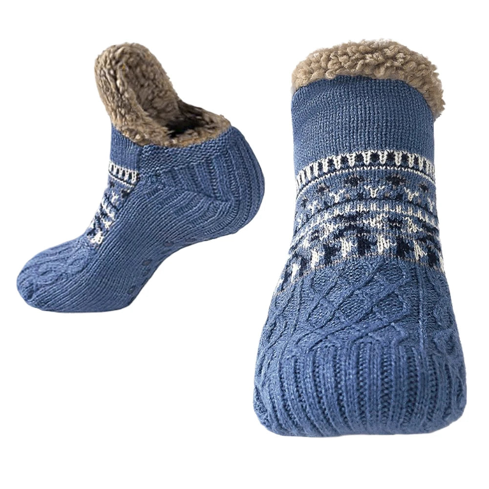 Herren Damen Winter Indoor Hausschuhe Socken Rutschfeste Dicke Thermosocken Warme Thermosocken Weich für Weihnachten