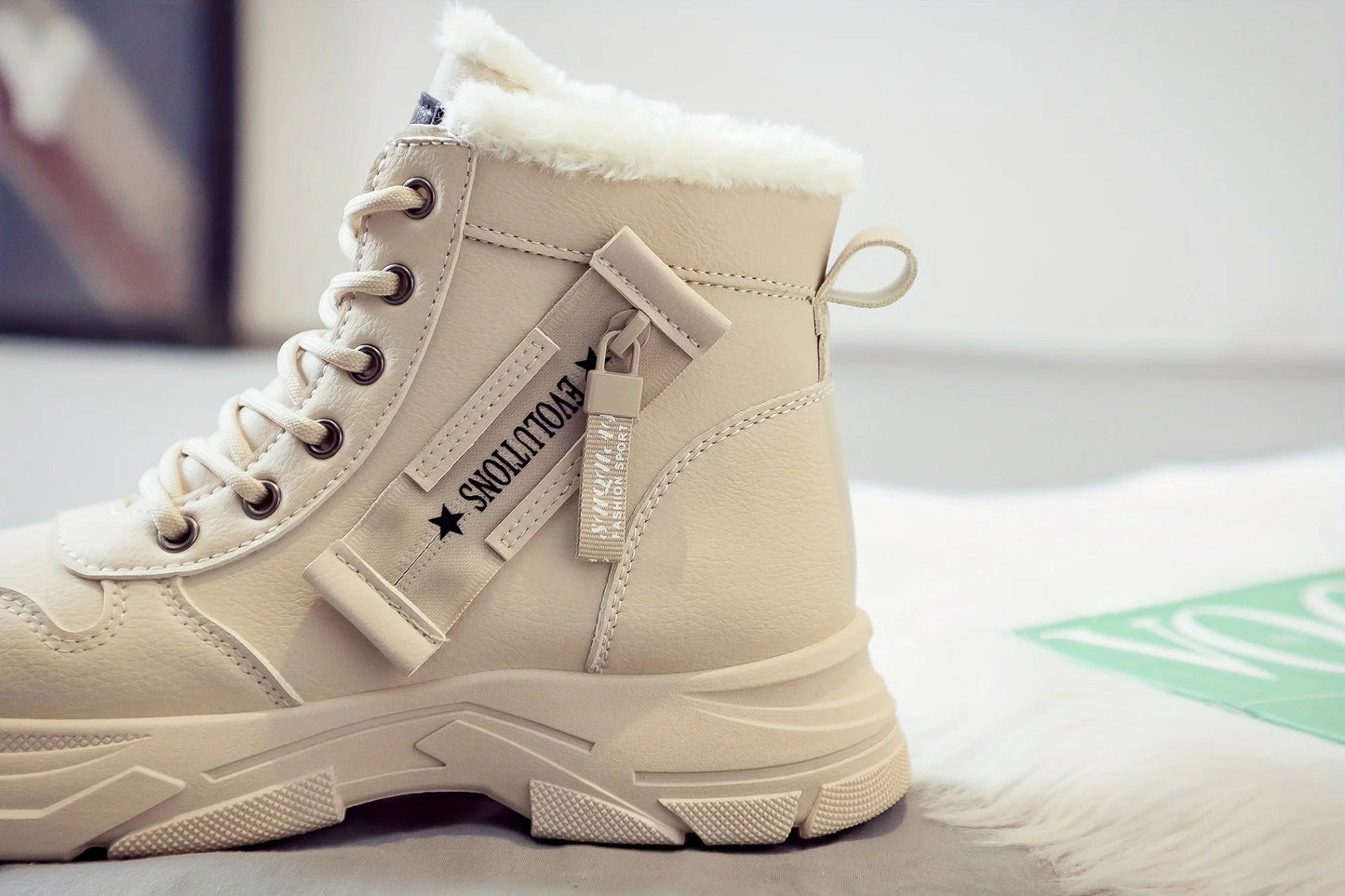 Bottines pour femme, bottes courtes, bottes d'hiver avec doublure épaisse et isolation, élégantes et polyvalentes, bottes d'hiver à semelle épaisse