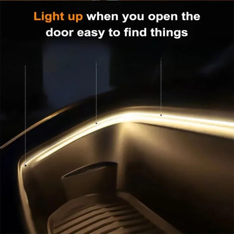 Car Trunk Led Light Strip 200cm/400cm Flexible PVC Decorative Light Strip Automatic Induction Atmosphere Lamp Universal for Suv