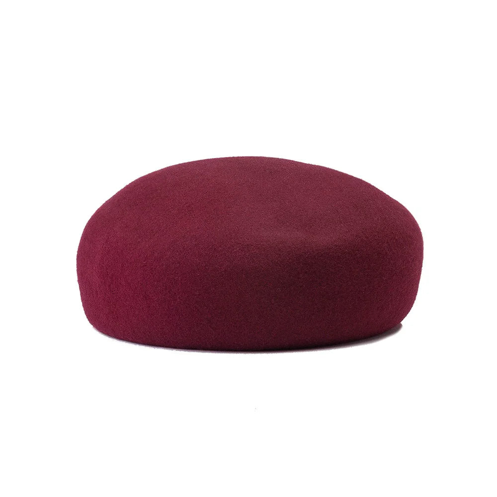 Vintage Hard Top Flat Fedoras Hats Women 100% Wool Felt Berets Hat Wedding Fascinator Caps Wedding Cocktail Party Pillbox Hat