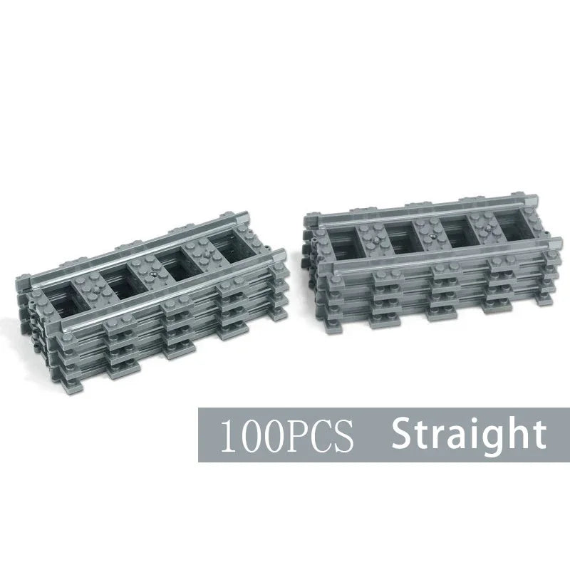Straight Train Tracks Curved Accessories Car Blocks Building Sets DIY 10-100 Pcs Kids Toys MOC Bricks City Switch Rail Crossing