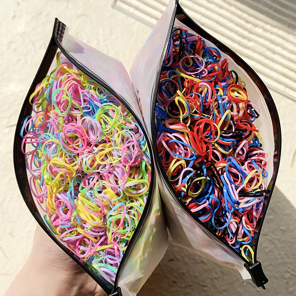 1000Pcs Colorful Small Disposable Hair Bands Scrunchie Girls Elastic Rubber Band Ponytail Holder Hair Accessories Hair Ties