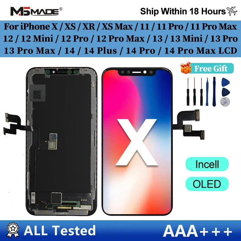 OLED X LCD For iPhone XR XS MAX 11 Display 3D Touch Screen Replace For 12 14 Plus 11 Pro screen incell 12 Pro Max display 13 Min - Shoppiline