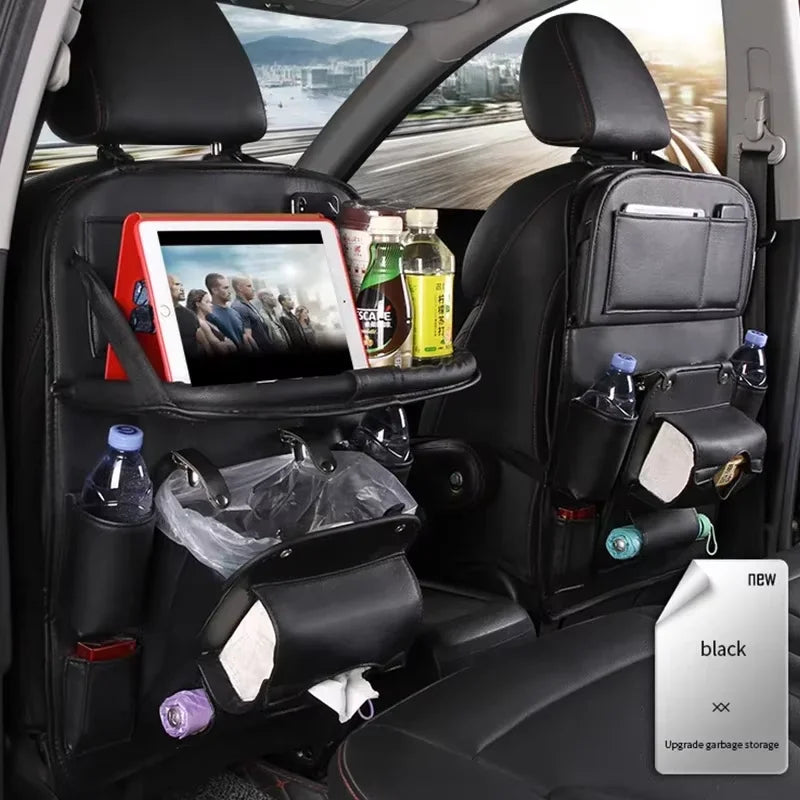 Car Back Seat Organizer Storage Bag with Foldable Table Tray Tablet Holder Tissue Box