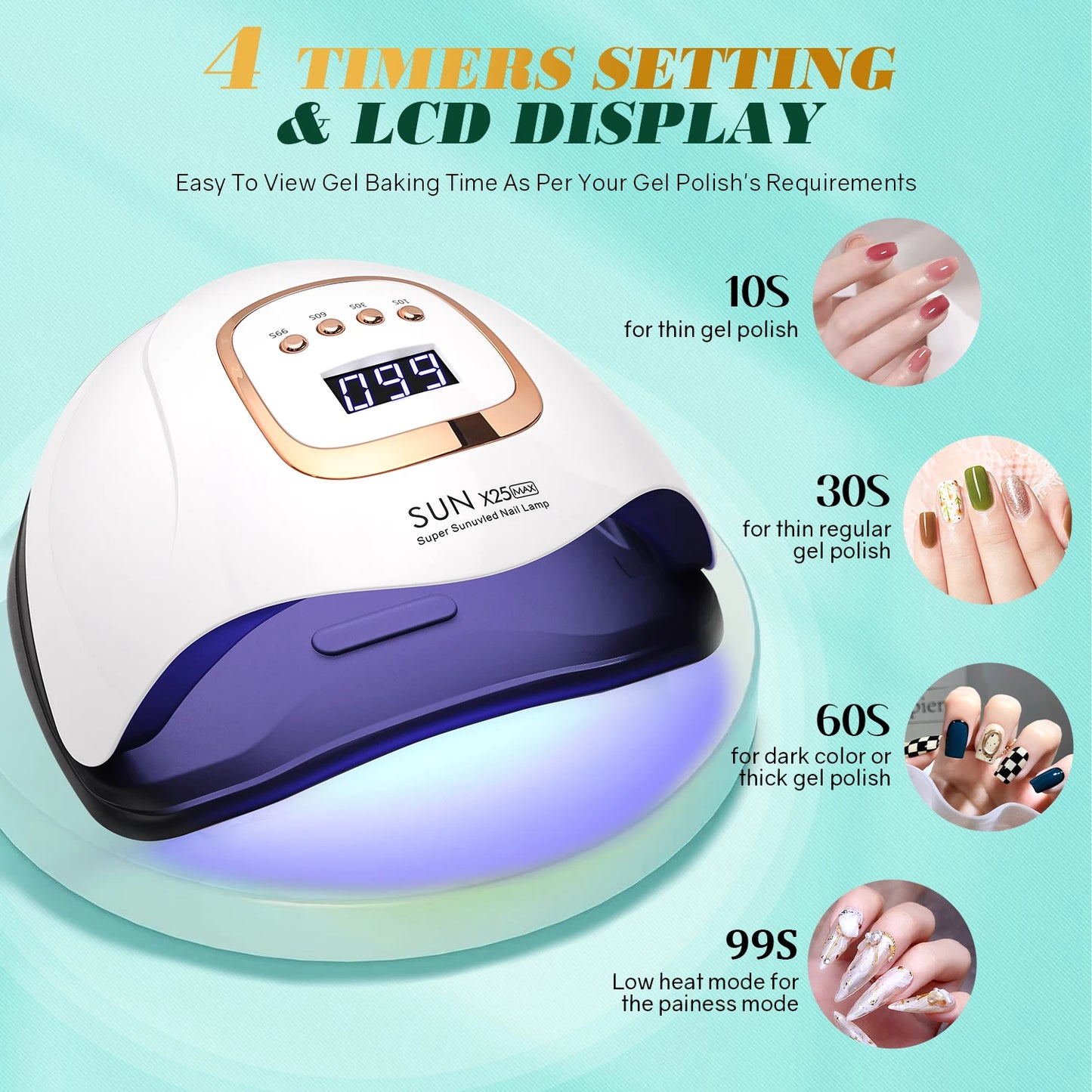 Lampe à ongles UV LED 380W 81 LED, séchoir à ongles pour vernis gel, 4 réglages de minuterie, lampe à ongles UV professionnelle, lumière à ongles à capteur automatique