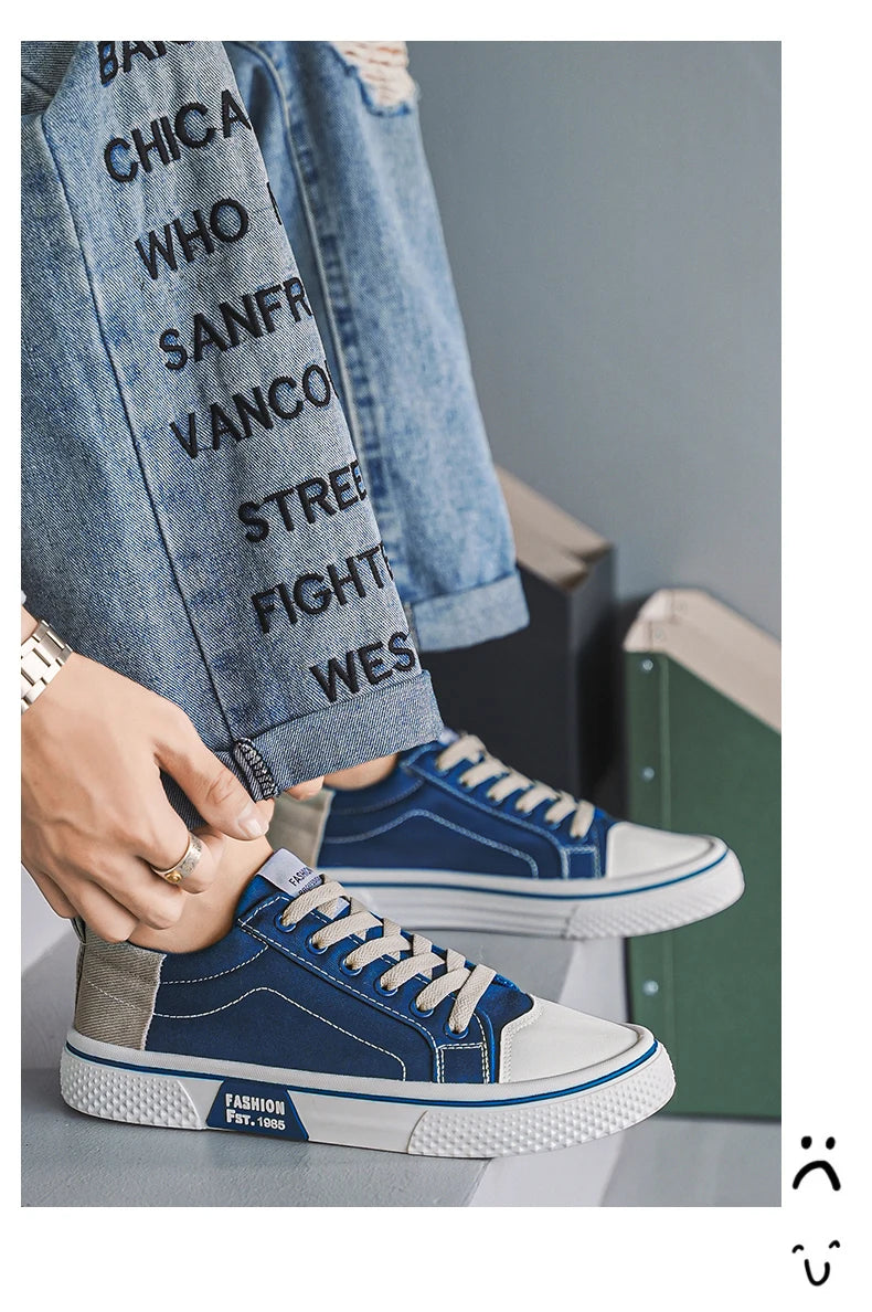 Canvas shoes four seasons men's casual shoes students flat shoes fashion soft-sole outdoor walking shoes youth Joker board shoes