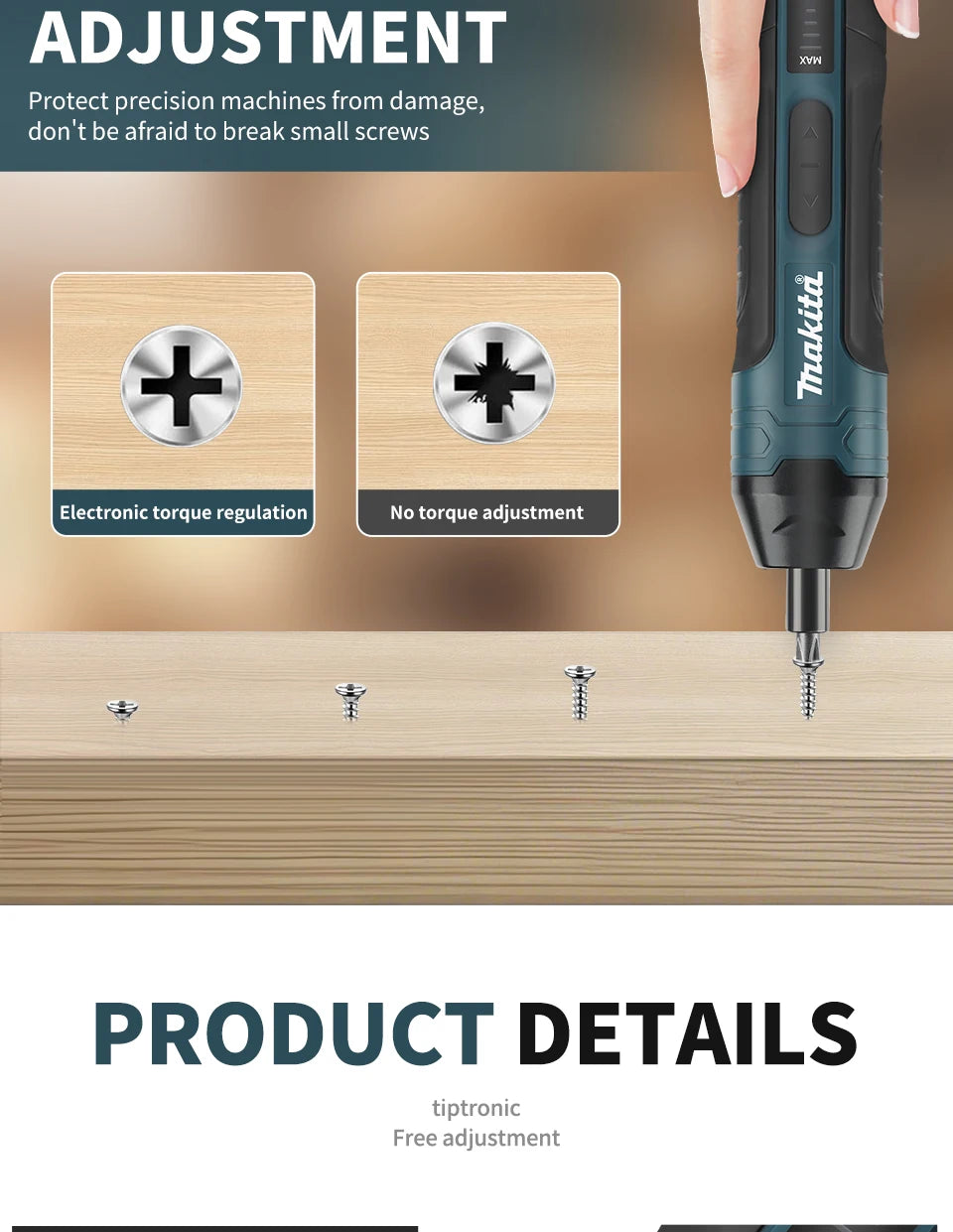 Makita Cordless Electric Screwdriver | 3.6V 5N.m Torque | 1/4" Chuck | 1300mAh Li - ion Battery - Shoppiline