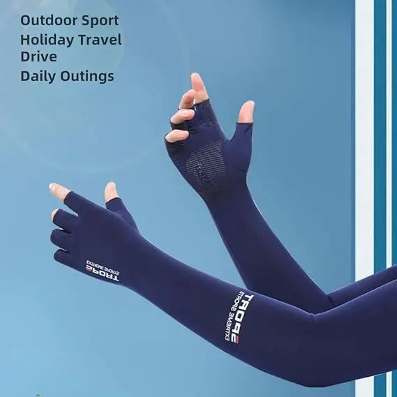 Summer Anti-UV Cooling ‌Ice Silk Arm Sleeves Breathable Stretchy Cover UV Protection Sun Sleeves for Cycling Running Sports