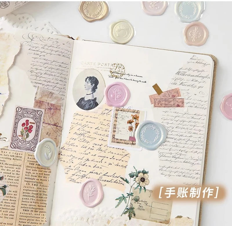 18pcs Wax Seals Stickers Vintage Envelopes Sealing Stamps Stickers Kawaii DIY Scrapbooking Journal Planner Sticky Label Tags