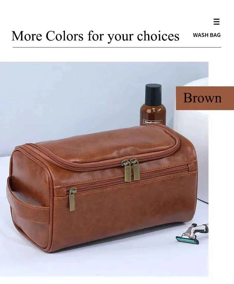 Large Leather Toiletry Bag Hanging Dopp Kit for Men Women Waterproof Wash Bag Cosmetic Storage Bag Ideal for Traveling & Outdoor