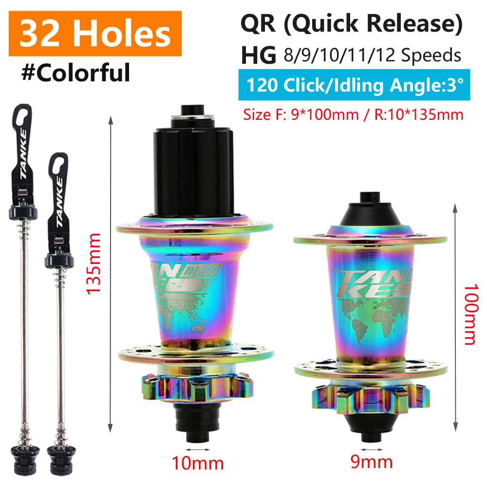 TANKE 120 Click Hub 6 Bearing MTB Mountain Bike Front Rear Thru HG 28 32 36 Holes Disc Brake Bicycle Hubs 8 9 10 11 12 Speed