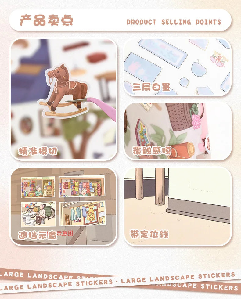 Kawaii convenience store 3D Childhood memories Landscape Sticker DIY Pocket Cabin Scene Halloweengifts