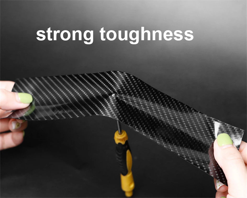 1-10M 3D Car Carbon Fiber Sticker DIY Paste Protector Strip Auto Door Sill Side Mirror Anti Scratch Tape Black Waterproof Film